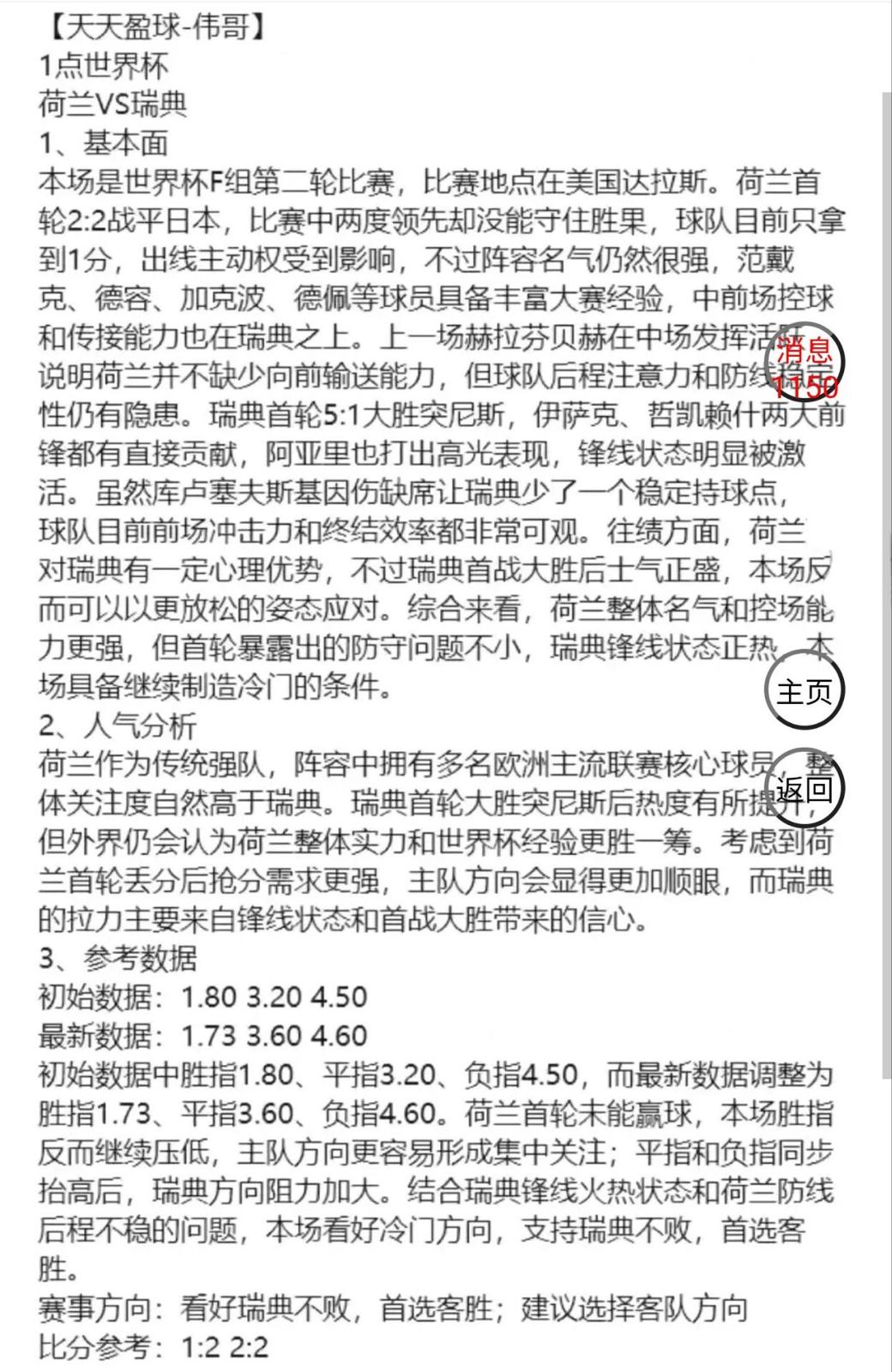 伟哥 1点世界杯 荷兰vs瑞典
