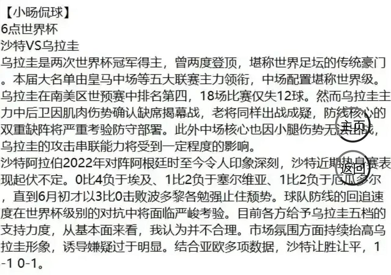 小旸侃球 沙特VS乌拉圭